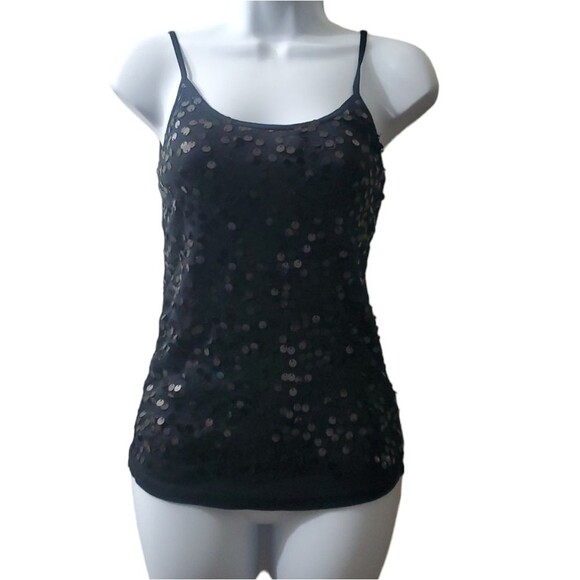 Old Navy Tops - Vintage Old Navy Womens Iconic 2000s Y2k Sequined Spaghetti Strap Black Camisole